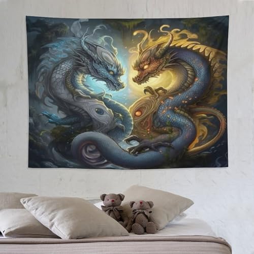 Tenture murale dragon grand format pour créer un coin zen dans un salon