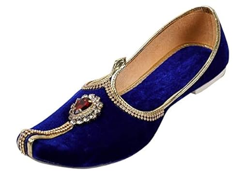 EthnicVibes - Zapatos punjabi indios tradicionales para hombre, color esmeralda, Azul Real, 46 EU EthnicVibes - Zapatos punjabi indios tradicionales para hombre, color esmeralda, Azul Real, 46 EU