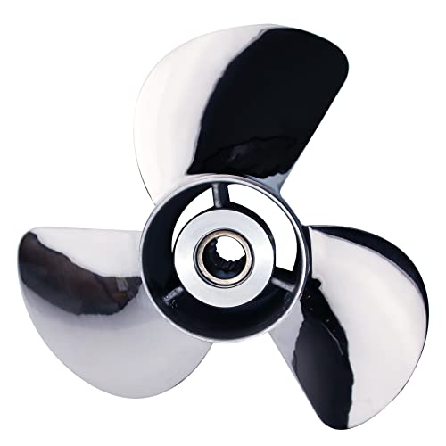 Image of CAPTAIN Boat Propeller fit Yamaha 115p 60 75 90 100 115 130 HP Outboard Engines, Stainless Steel 15 Spline Tooth Prop, RH, OEM