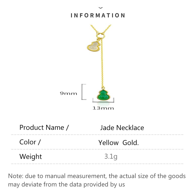 14K Gold Green and White Gourd Jade Pendant, Lucky and Prosperous Necklace, Charming Gift for Her2
