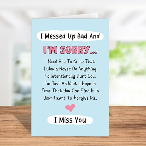 Funny Poem Apology Card for Him Her, I Messed Up Card for Man Woman, Forgive Me Card for Friends Family, Miss You Card, I Messed Up Bad And I'm Sorry