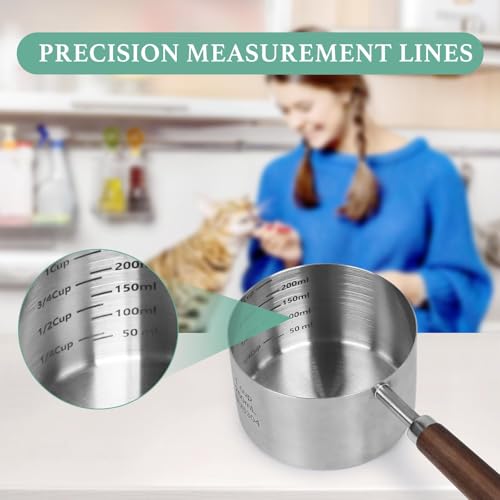 Haustier Löffel-Messbecher, Edelstahl Messbecher, abgestufter Löffel Messbecher, Katze, Hunde Löffel Messbecher, stabiles Edelstahl-Design, ideal zum genauen Abmessen von Nass und Trockenfutter
