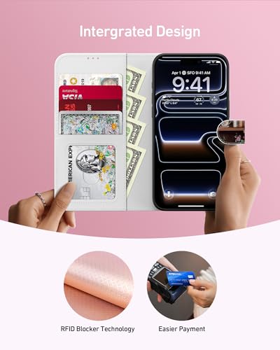 DEENAKIN for iPhone 17 Pro/iPhone 18 Pro Wallet Case + Cash Clip | Card Solts Holder, RFID-Blocking, UV-Printed Artwork, Magnetic Closure with Leather Kickstand - image 2