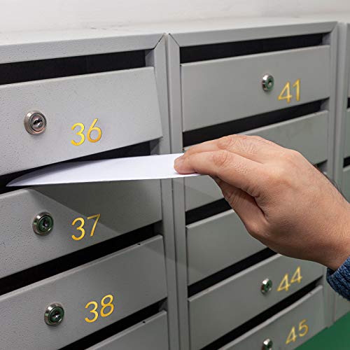 Durony 12 Sheets 2 Inches Gold Mailbox Number Stickers Hollow Self-Adhesive Vinyl Numbers 0-9 Street House Address Numbers Stickers For Mailbox, Signs, Cars, Apartment #TOP6
