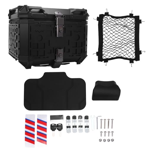 Motorcycle Rear Case 45L Aluminum Alloy with Safety Lock Quick Release Waterproofing Universal Trunk Top Box