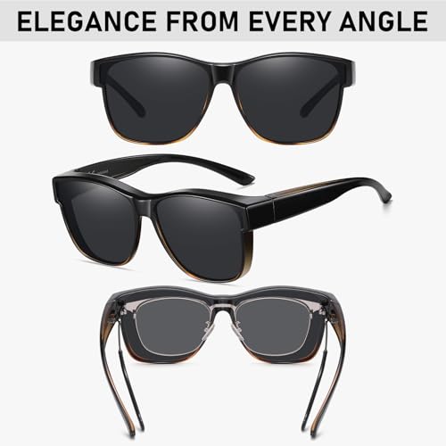 Image of GEGURI Polarized Sunglasses Fit Over Glasses for Men Women, Oversized Square Sun Glasses UV400 Protection Shades