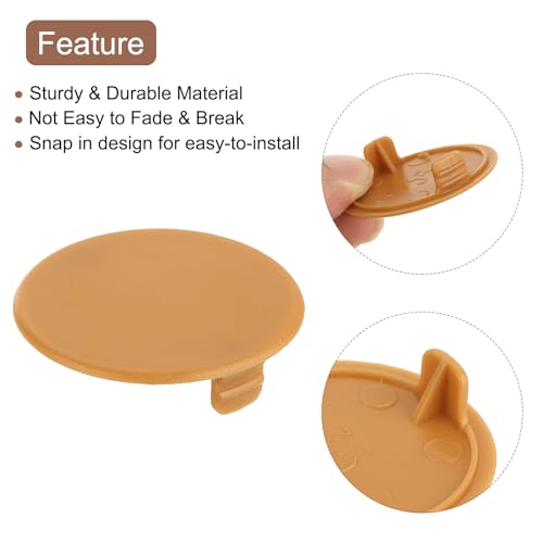 Image of uxcell 10Pcs Hinge Hole Covers, 35mm(1-3 /8 inch) Dia Plastic Concealed Hole Cover Round Flush Type Caps for Furniture Cabinet Cupboard, Khaki