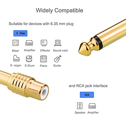 Adaptador RCA a 1/4 pulg, 2 piezas, macho y hembra miniatura 5