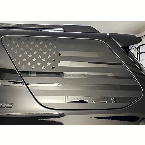 Image of Rear Flag Window Decal Fits Toyota 4Runner 5th Gen Accessories 2010-2017 2018 2019 2020 2021 2022 2023 2024, Precut Back Side Window Vinyl American Glass USA Sticker Exterior Accessories Matte Black