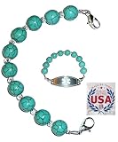 Hidden Hollow Beads Women's Handmade in USA Medical Alert Bracelet Interchangeable ID Replacement Identification Vital Info tag (6.5 inches Turquoise)