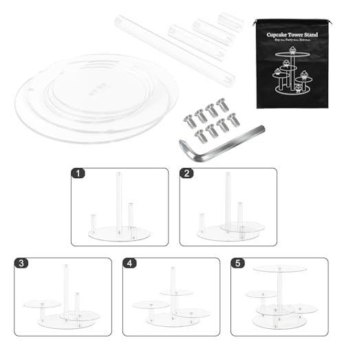 4 Etagen Kuchen und Cupcake Ständer Kombination für Geburtstagsparty Dekoration, Acryl Cupcake Turm Ständer für 50 Cupcakes, Cupcake Halter, Desserts Gebäck Display für Hochzeit, Babyparty, Teeparty