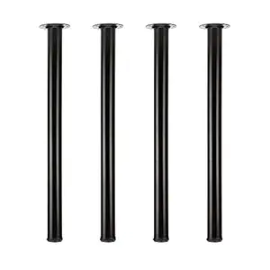 QLLY 28 Inches Height Tall Metal Desk Legs, Adjustable(+1 - ?) Office Table Furniture Leg Set, Set of 4 (Black)