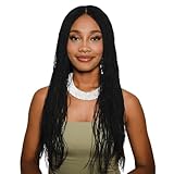 JBG SERVICES Twisted Wigs, 22-Inch Micro Million Twist Braided Wig - Light, Soft Braid Wigs for Black Women with Glueless Front Lace Closure - No Tangle Synthetic Braids- Black Color 1