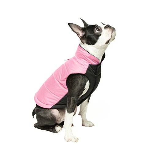 Gooby - Wind Parka, Fleece Lined Small Dog Jacket Coat Sweater with Water Resistant Shell and Leash Ring, Pink, Large