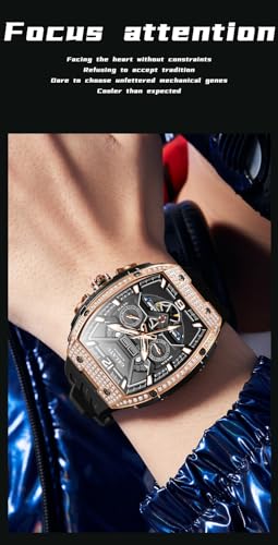 Image of OLEVS Mens Automatic Mechanical Watch Multi-Function Diamond Skeleton Luxury Sapphire Crystal 50M Waterproof Wrist Watch