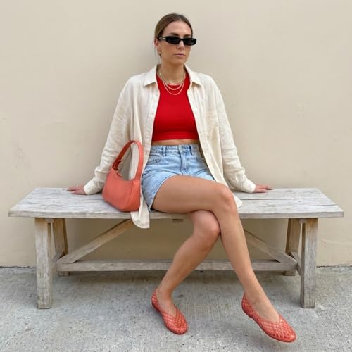 Image of CUSHIONAIRE Siesta Modern Lattice Ballet Flats for Women, Comfortable Slip On Pointed Toe Womens Jelly Shoes