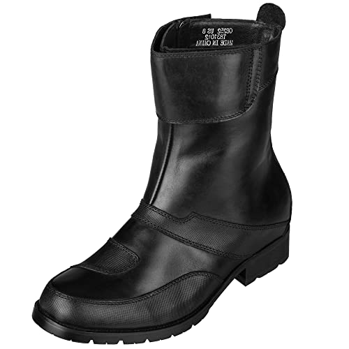 CALTO Men's Invisible Height Increasing Elevator Shoes - Black Leather Zipper High-top Biker Boots - 3.3 Inches Taller - G6252 - Size 9 D(M) US