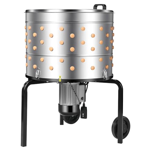 Image of VEVOR Chicken Plucker Machine, 25.6 in Drum, 1200W & 275RPM Electric Chicken Plucking Machine with 158 Soft Fingers & Transport Wheels, Stainless Steel Feather Remover for Processing 4 Chicks Once