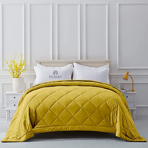 Image of Filbert Microfiber 250 GSM Diamond Stitch Double Bed Comforter Blanket for All Season Light Weight (90 inch x 100 inch Inches /228cm x 254cm) - Comforter Double Bed|Gold Yellow