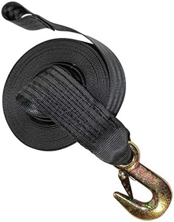 SGT KNOTS Boat Winch Strap with Hook - Heavy Duty Marine Trailer Straps, Boat Towing Equipment & Tie Downs (2" x 20ft, Black)