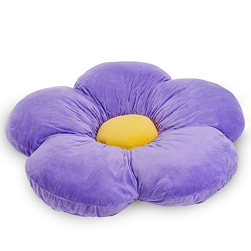 Product Image of the Butterfly Craze Daisy Lounge Flower Pillow - Extra Large 35 Inches, Cozy & Stylish Floor Cushion, Perfect Seating Solution for Teens & Kids, Machine Washable Aesthetic Decor, Plush Microfiber, Purple