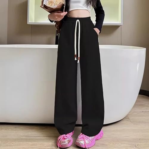 Kids Girls Baggy Wide Leg Pants Solid Color Elastic High Waist Straight Soft Casual Pants Fashion Comfy Trousers2