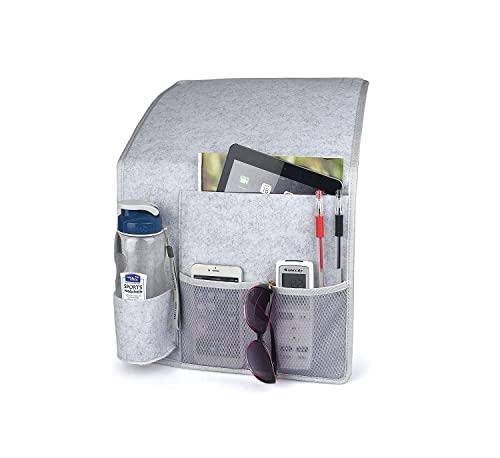 HOGAR AMO Grueso Bolsillo de Carrito de Fieltro Junto a la Cama Sofa Cama Bolsillo Ordenado Organizador con Portabotellas para el Teléfono, Remoto, Magzine, Gafas, Libro Cover