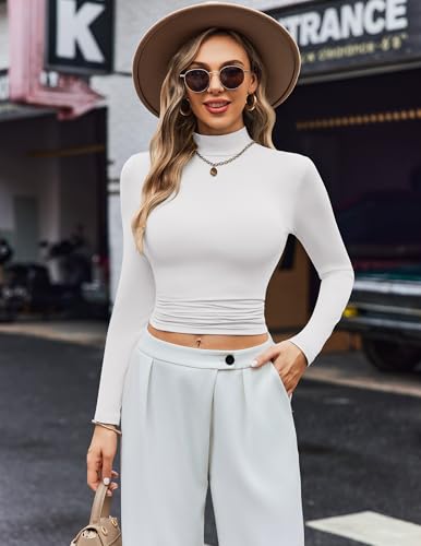 Image of Ekouaer Womens Turtleneck Shirts Long Sleeve Lightweight Fitted Thermal | Mock Neck, Soft Base Layer Tops, Underwear Stretchy Fit, Buttery Soft Undershirts, Fashion Winter Clothes