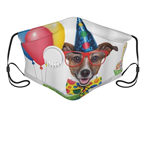 Gesichtsbedeckung,Geburtstagsfeier Kellner Server Party Hund mit Hut Kegel Cupcake Luftballons Feier Boxen,Sturmhaube Unisex Winddicht