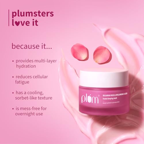 Image of Plum Bulgarian Rose & Hyaluronic Acid Frosted Sleeping Mask | Overnight Hydration| Mattifying sorbet texture | 50g