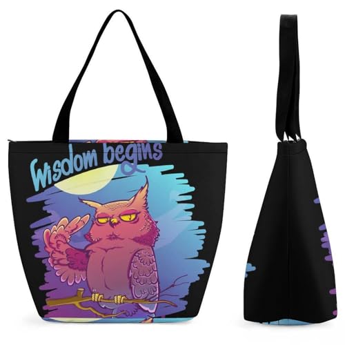 Sac à bandoulière chouette de dessin animé grand sac à main femme voyage