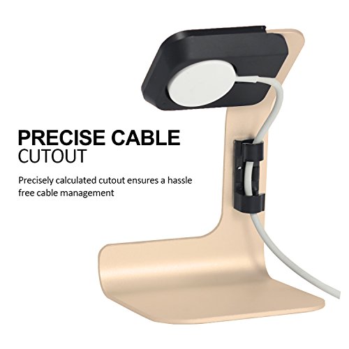 Tranesca Charger Stand Holder Dock Compatible With Apple Watch Series 8/7/6/5/4/3/2/1 And Se (38Mm / 40Mm / 41Mm / 42Mm / 44Mm / 45Mm) - Gold - Must Have Watch Accessories #TOP3