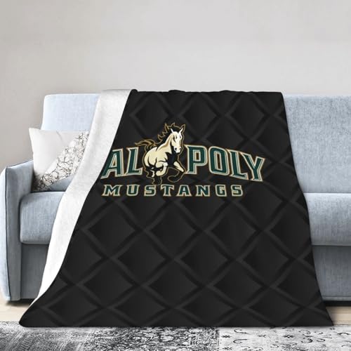 Cal Poly Mustangs Fleece Blanket, Very Soft Microfiber Flannel Blanket for Couch Warm and Cozy for All Seasons