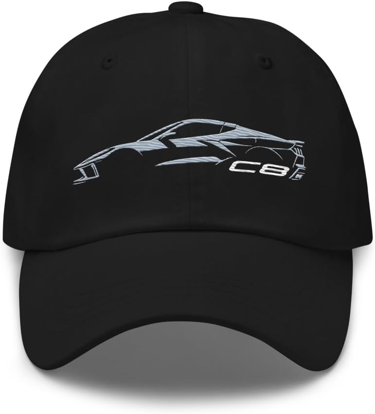 2024 Sports Car C8 dad hat for Sports Car Drivers Ceramic Matrix Gray Minimalist Silhouette Custom Cap