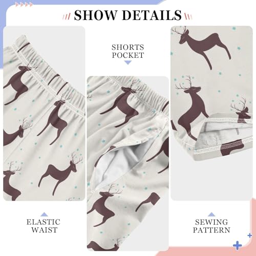 ZZXXB Retro Deer Boys Long Pants Soft Trousers Elastic Waist Kids Lounge Bottoms with Pockets S-XL4