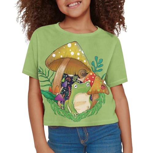 Image of Kids Crop Top Short Sleeve T-Shirts for Girls Size 5-14