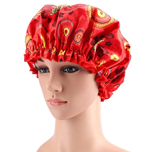 Shower Cap, ESARORA 4 PACK Bath Cap Designed for Women Waterproof Double Layer - Thumbnail 7