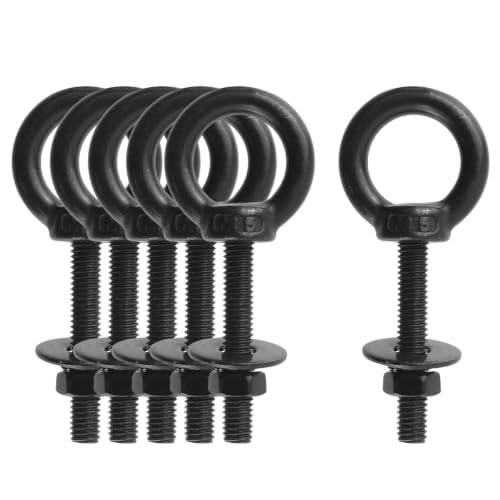 Image of Antrader Lifting Shoulder Eye Bolts,M5 Eye Bolt,M5 x 30mm,Black,6 Sets | Stainless Steel Eyebolts with Lock Nuts,Lock Washers,Flat Washers
