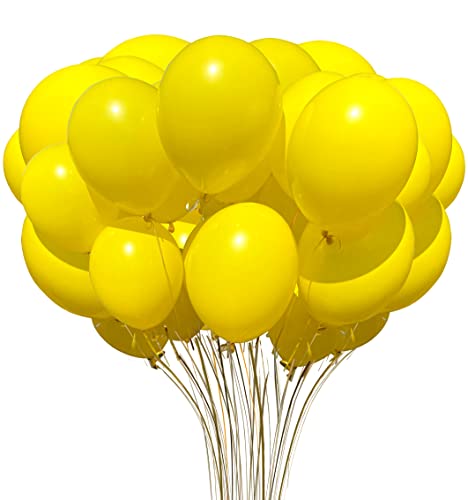 Image of Jonhamwelbor Yellow Balloons 12 inch 100 Pack Matte Dark Yellow Latex Helium Balloons for Baby Shower Birthday Wedding Party Decorations (With Ribbon)