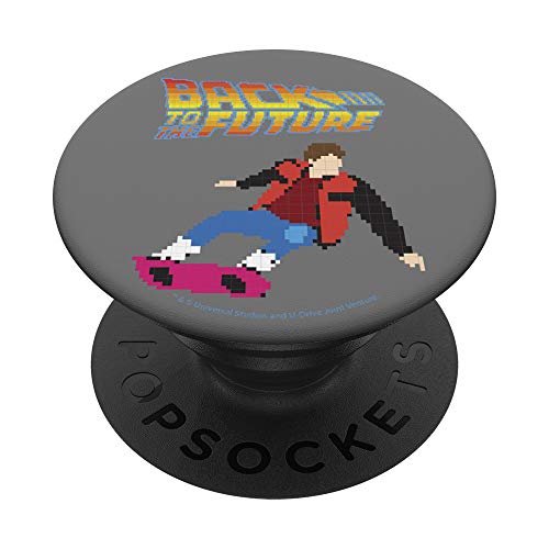 8-Bit Marty on Hoverboard PopSockets PopGrip: Ausziehbarer Sockel und Griff für Handys/Tablets mit Tauschbarem Top