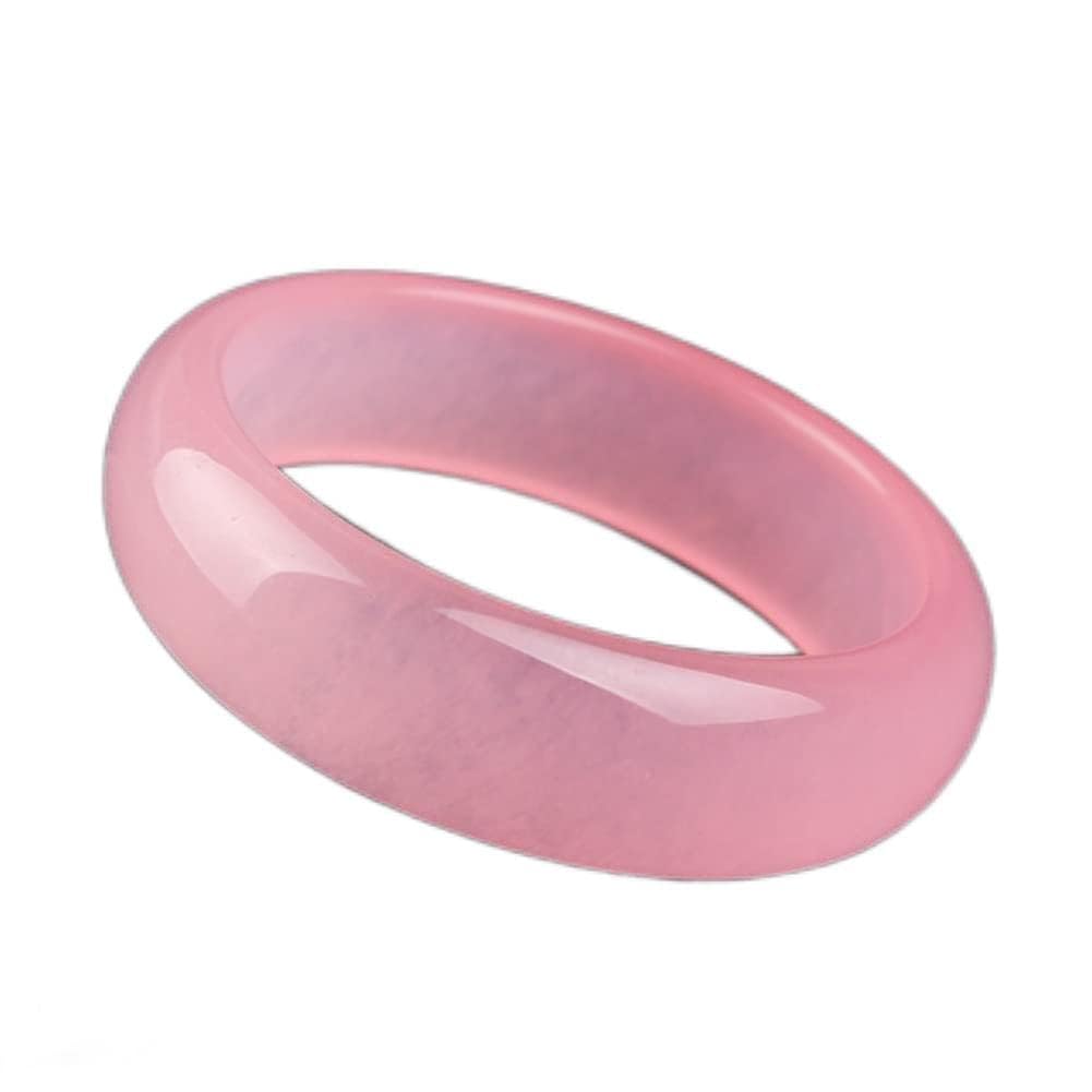 BXSMNH Natural Beautiful Pink Agate Jade Bracelet Bangle for Women Energy Jade Stone Bangles Jewelry Gift for Wife (Size : 64mm)