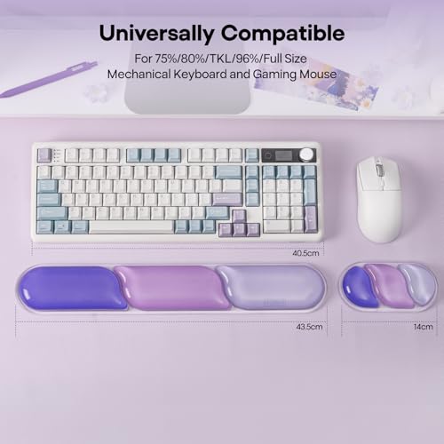 Image of EPOMAKER CloudGel Wrist Rest for Keyboard and Mouse, 2 Pieces | Silicone Wrist Support, Anti-Slip Rubber Bottom, Ergonomic Design, Suitable for Office /Computer /Laptop /Gaming (Purple)