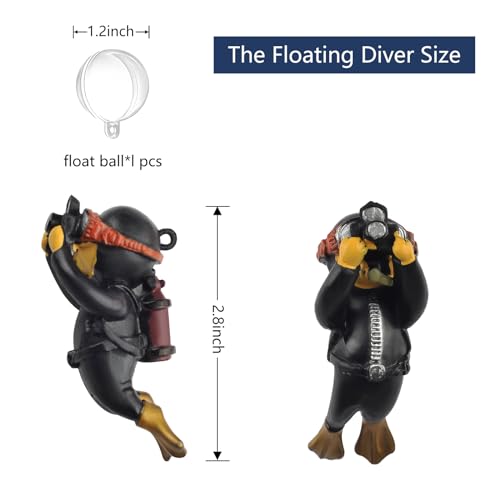 Image of onesimcr Floating Fish Tank Decorations, Aquarium Decorations, Lovely Diver Fish Tank Decorations, Floating Device Fish Tank Accessories,Suitable for All Kinds of Fish Tanks(Black)