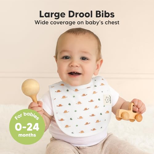 Image of 8-Pack Organic Baby Bibs for Boys, Girls - Soft Cotton Drooling and Teething Bibs for Baby Girl & Boy, Extra Absorbent, Easy to Clean & Put On for Toddler, Newborn, Infant 0-24 Months (Roarsome)