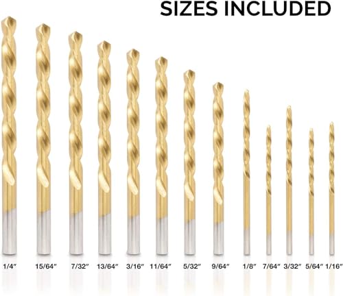 image for NEIKO 10038A Left-Hand Drill-Bit Set, High-Speed Steel Drills with Tit