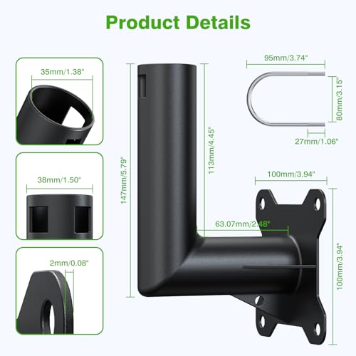 Universal Antenna Mount Brackets with U-Bolts Kit Wall-Mounted / Pole Mount, L Shaped Mount for Starlink, WiFi Bridge, and Access Points on Walls, Poles, Roofs, RVs, Yachts, and Camping Setups