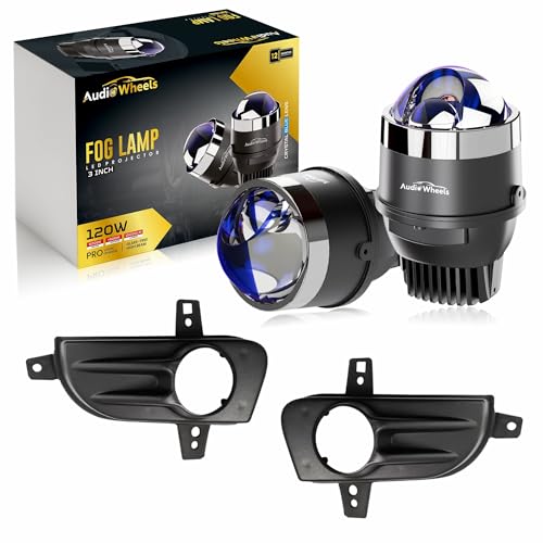 Image of Audio Wheels 3 Inch LED Projector Fog Lamp with Cover - 120W, 6000K White | Single-Beam | 12V /24V Fog Light for Car & Vehicle Modification | 1-Year Warranty | For Bolero Neo & Scorpio