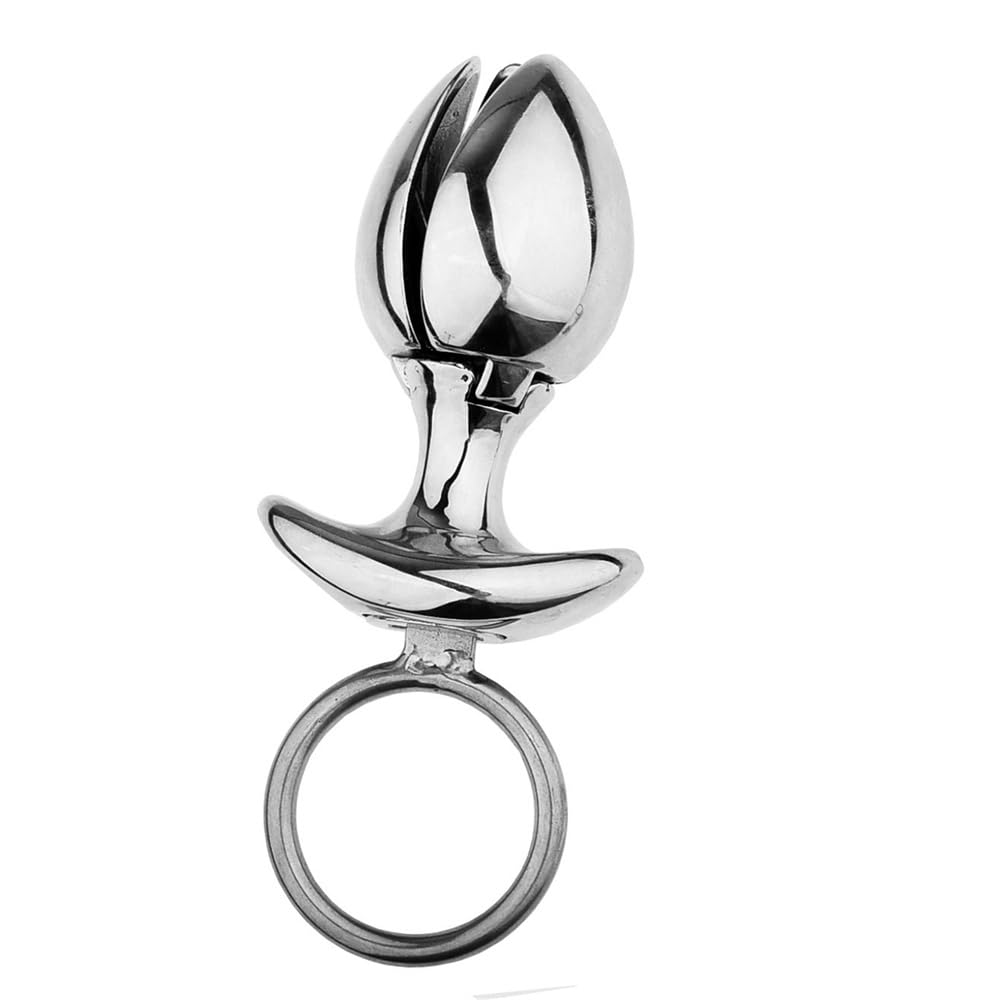 Plug anale in metallo dilatatore anale con chiave di bloccaggio plug anale BDSM, massaggiatore prostatico adatto for uomini e donne(Silver)