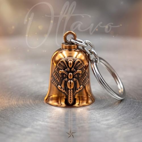 Image of OTTAVO Guardian Bell Keychain, Oxidized Copper, Tibetan Style, 5 cm Height, Good Luck Charm