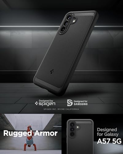 Image of Spigen Rugged Armor | Samsung Galaxy A57 5G Case [Air Cushion Protection] [Flexible] Galaxy A57 5G Back Cover | TPU - Matte Black